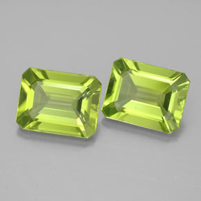 Gemas de peridoto verde natural de  ct, corte esmeralda, VVS