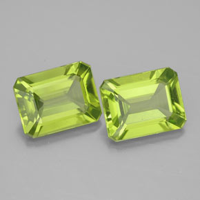 Gemas de peridoto verde natural de  ct, corte esmeralda, VVS