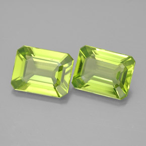 Gemas de peridoto verde natural de  ct, corte esmeralda, VVS