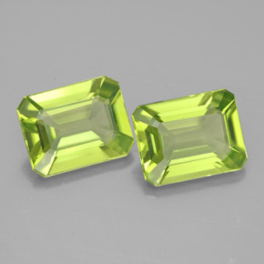 Gemas de peridoto verde natural de  ct, corte esmeralda, VVS