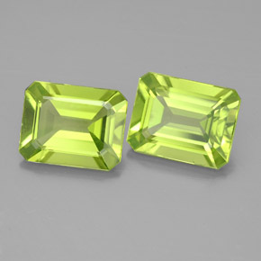 Gemas de peridoto verde natural de  ct, corte esmeralda, VVS