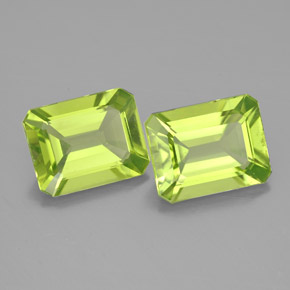 Gemas de peridoto verde natural de  ct, corte esmeralda, VVS