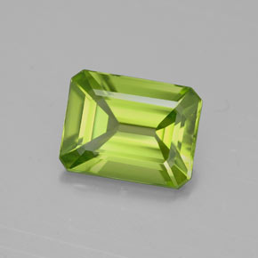 Peridoto verde natural de 2,17 ct, corte esmeralda, VVS