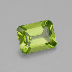 Peridoto verde natural de 2,17 ct, corte esmeralda, VVS
