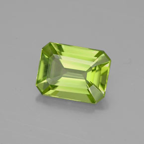 Peridoto verde natural de 1,89 ct, corte esmeralda, VVS