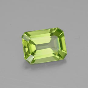 Peridoto verde natural de 1,89 ct, corte esmeralda, VVS