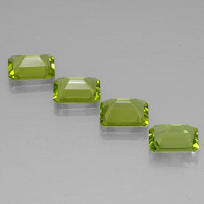 Gemas de peridoto verde natural de  ct, corte esmeralda, VVS