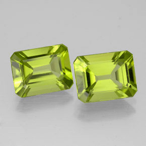 Gemas de peridoto verde natural de  ct, corte esmeralda, VVS
