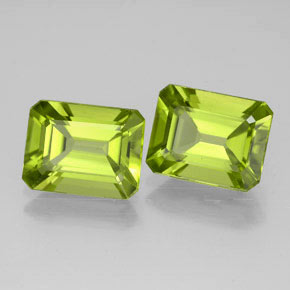 Gemas de peridoto verde natural de  ct, corte esmeralda, VVS