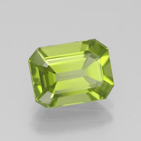 Peridoto verde natural de 2,09 ct, corte esmeralda, VVS