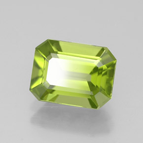 Peridoto verde natural de 2,09 ct, corte esmeralda, VVS