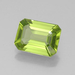 Peridoto verde natural de 1,95 ct, corte esmeralda, VVS