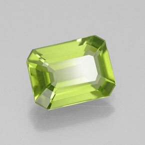 Peridoto verde natural de 1,95 ct, corte esmeralda, VVS