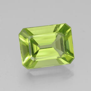 Peridoto verde natural de 2,04 ct, corte esmeralda, VVS