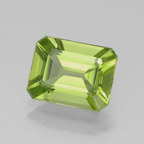 Peridoto verde natural de 2,04 ct, corte esmeralda, VVS