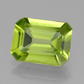 Peridoto verde natural de 1,93 ct, corte esmeralda, VS-SI