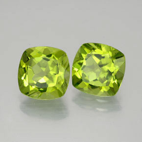 Gemas de peridoto verde natural de  ct, corte cojín, VVS-VS