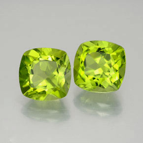 Gemas de peridoto verde natural de  ct, corte cojín, VVS-VS
