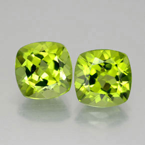 Gemas de peridoto verde natural de  ct, corte cojín, VVS-VS