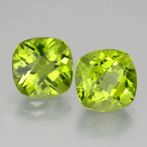 Gemas de peridoto verde natural de  ct, corte cojín, VVS-VS