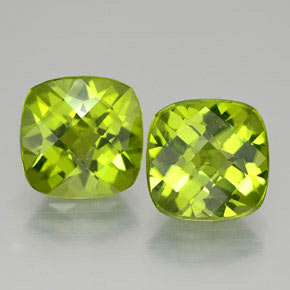 Gemas de peridoto verde natural de  ct, corte cojín, VVS-VS