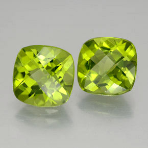 Gemas de peridoto verde natural de  ct, corte cojín, VVS-VS