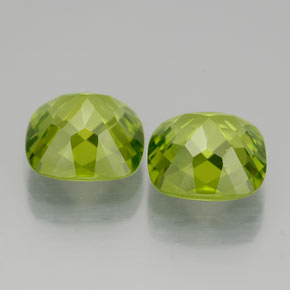 Gemas de peridoto verde natural de  ct, corte cojín, VVS-VS