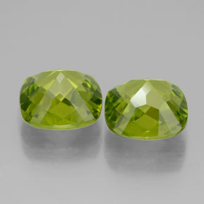 Gemas de peridoto verde natural de  ct, corte cojín, VVS-VS