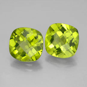 Gemas de peridoto verde natural de  ct, corte cojín, VVS-VS