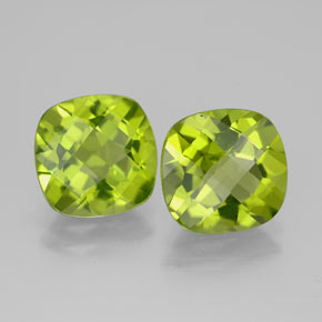 Gemas de peridoto verde natural de  ct, corte cojín, VVS-VS