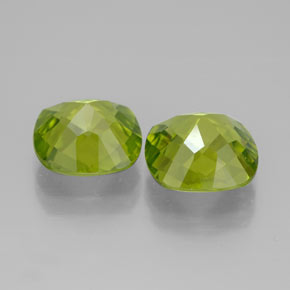 Gemas de peridoto verde natural de  ct, corte cojín, VVS-VS