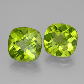 Gemas de peridoto verde natural de  ct, corte cojín, VVS-VS