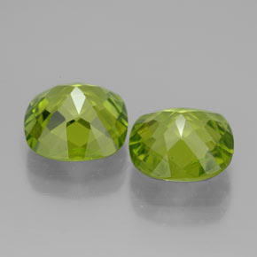 Gemas de peridoto verde natural de  ct, corte cojín, VVS-VS
