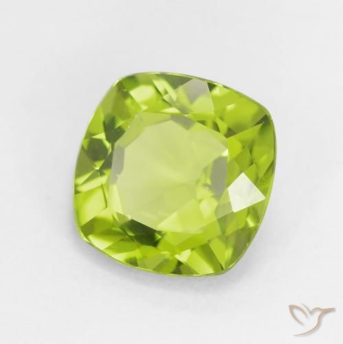 Peridoto verde natural de 2,72 ct, corte cojín, VS