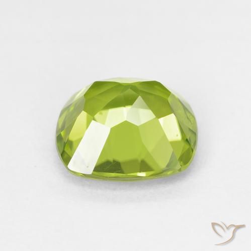 Peridoto verde natural de 2,72 ct, corte cojín, VS