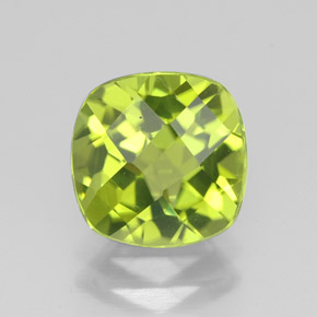 Peridoto verde natural de 2,33 ct, corte cojín, VVS
