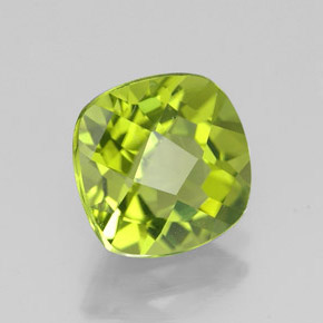 Peridoto verde natural de 2,33 ct, corte cojín, VVS