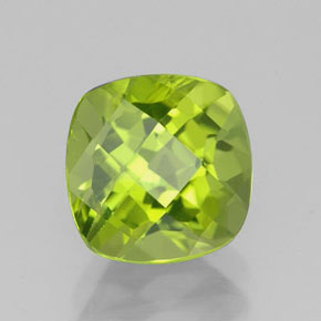 Peridoto verde natural de 2,42 ct, corte cojín, VS