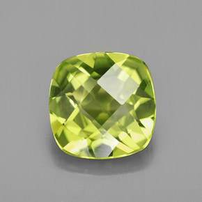 Peridoto verde natural de 1,90 ct, corte cojín, VVS-VS