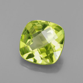 Peridoto verde natural de 1,90 ct, corte cojín, VVS-VS