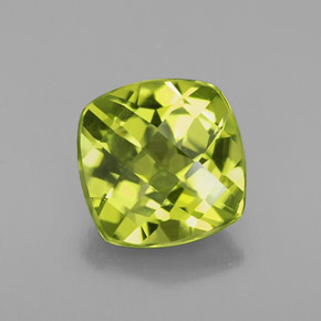 Peridoto verde natural de 2,21 ct, corte cojín, VS-SI