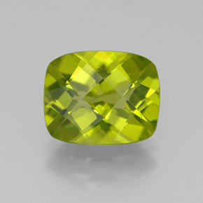 Peridoto verde natural de 3,17 ct, corte cojín, VS