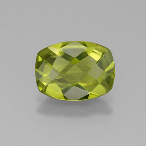 Peridoto verde natural de 1,87 ct, corte cojín, VS
