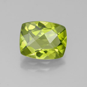 Peridoto verde natural de 2,50 ct, corte cojín, VS