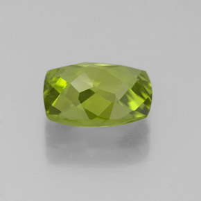 Peridoto verde natural de 2,50 ct, corte cojín, VS