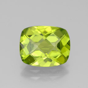 Peridoto verde natural de 3,03 ct, corte cojín, VS