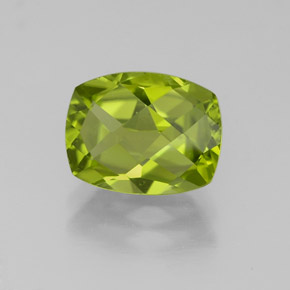 Peridoto verde natural de 2,44 ct, corte cojín, VS-SI