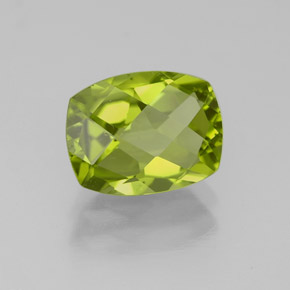 Peridoto verde natural de 2,44 ct, corte cojín, VS-SI