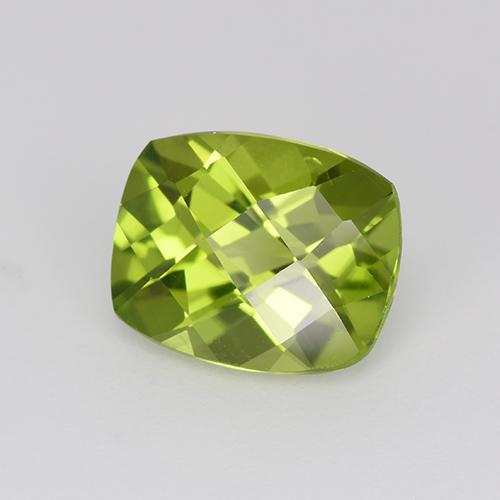 Peridoto verde natural de 2,94 ct, corte cojín, VS
