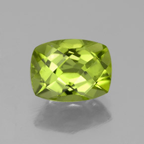 Peridoto verde natural de 2,06 ct, corte cojín, VS